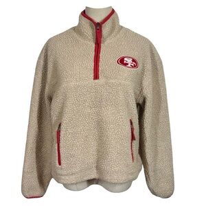 47 Brand San Francisco 49ers Niners Womens Oatmeal Snowbird Sherpa Quarter Zip